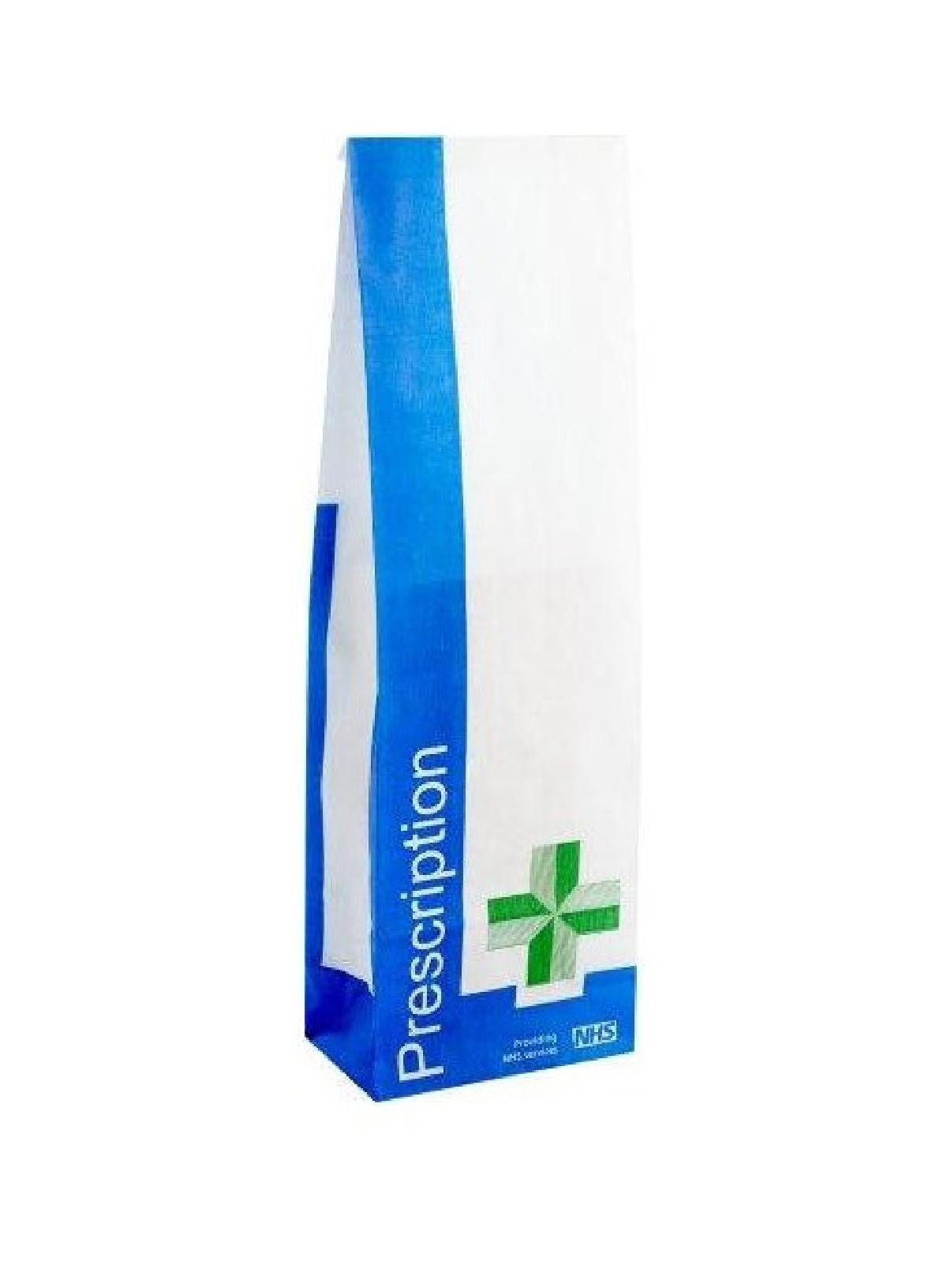 Size 2 Prescription Bag - 2x3x8.5" - Printed NHS Green Cross